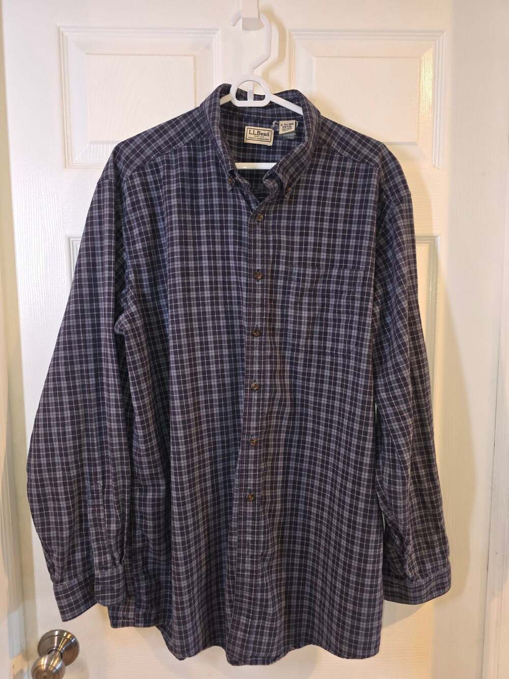 L.L. Bean Men's Long Sleeve Button Down Plaid Shirt, XL Tall
